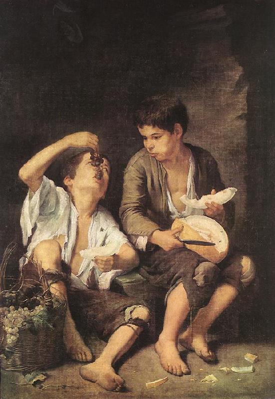 MURILLO, Bartolome Esteban Boys Eating Fruit (Grape and Melon Eaters) sg oil painting image